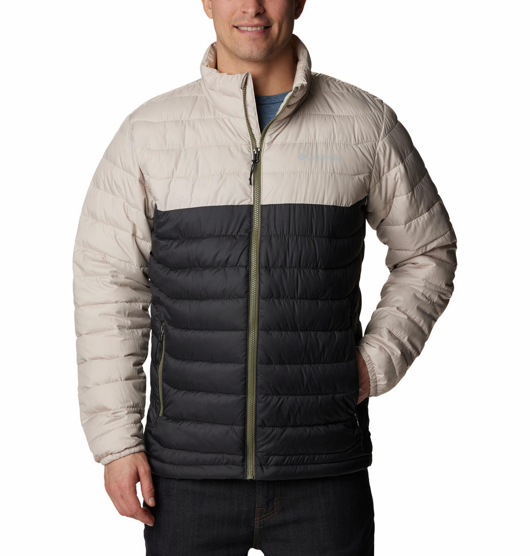 A Men Wearing Columbia Men Brown Powder Lite Jacket