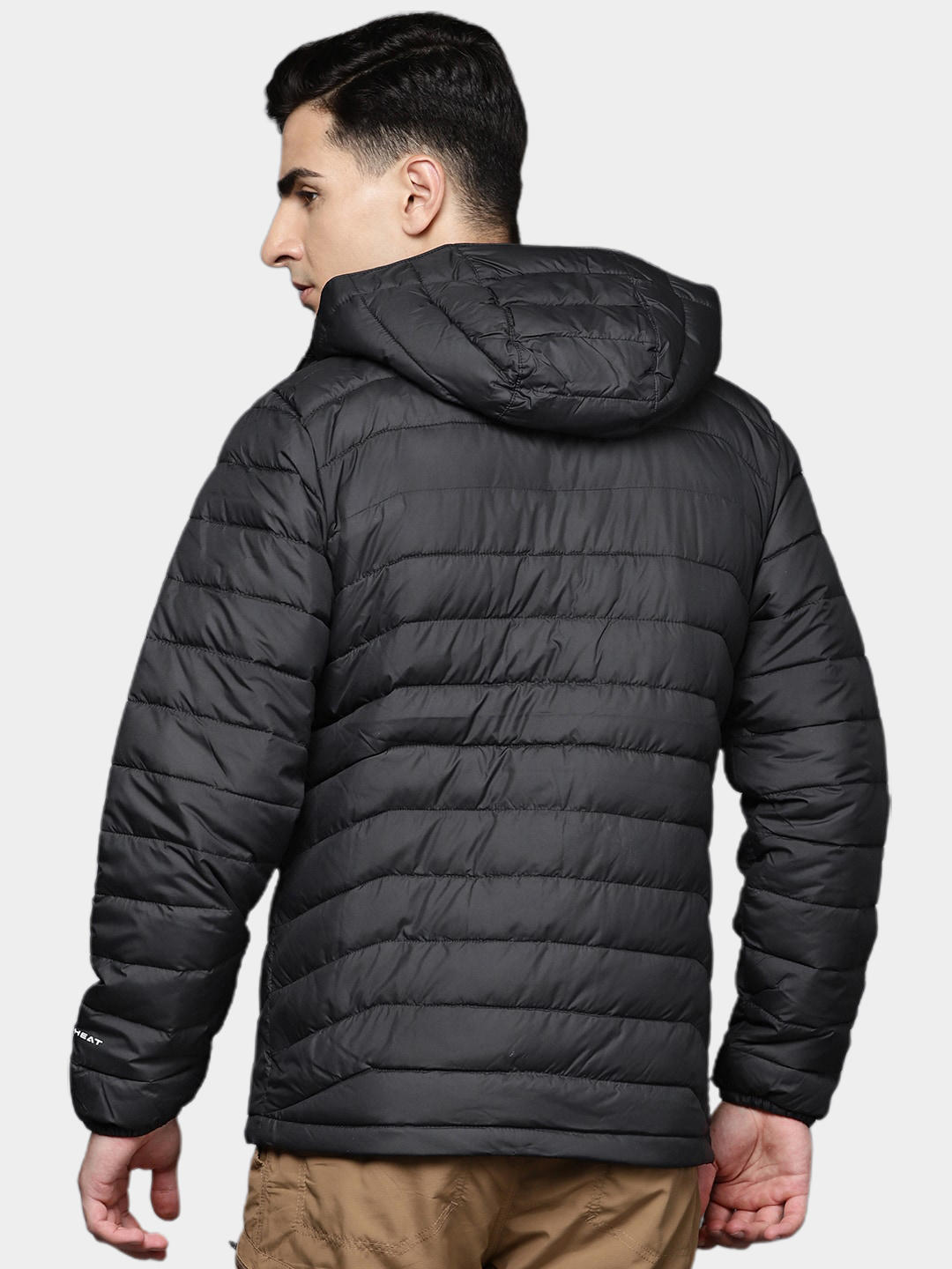 Columbia Men Black Omni-Heat Reflective Powder Lite Hooded Down Jacket