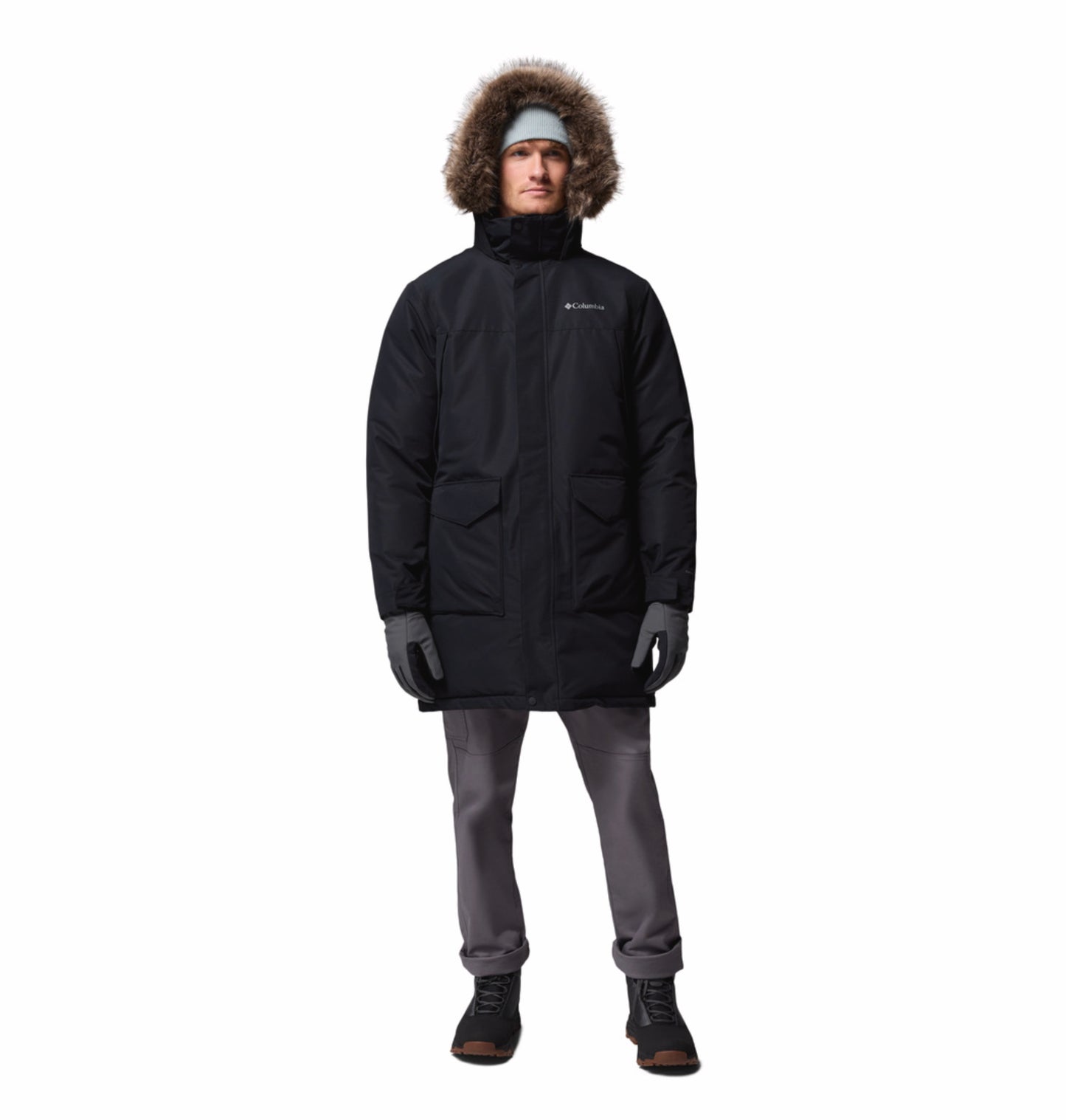 Columbia Men Black Omni-Heat Inifnity Cape Ridge Parka Hooded Down Jacket