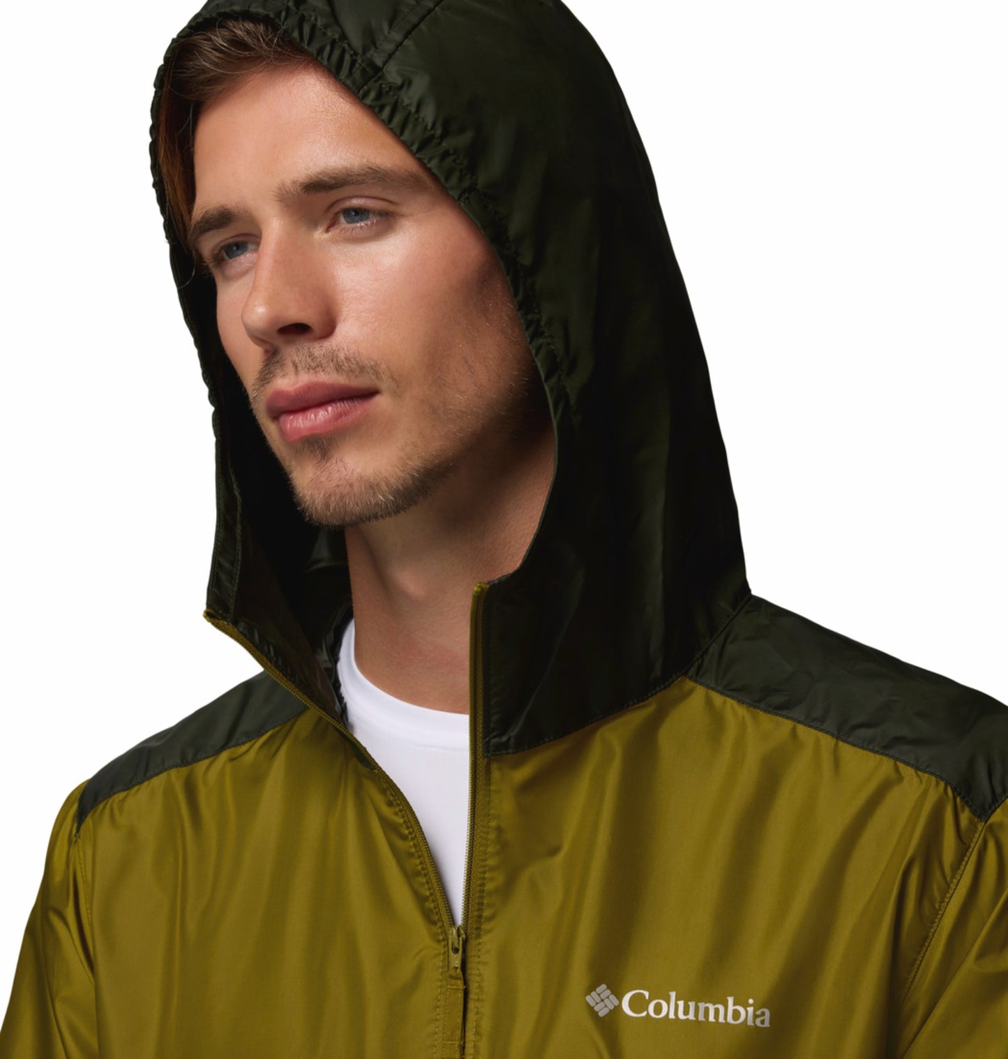 Columbia Men’s Olive Green Omni-Shade Discovery Loop Windbreaker Jacket