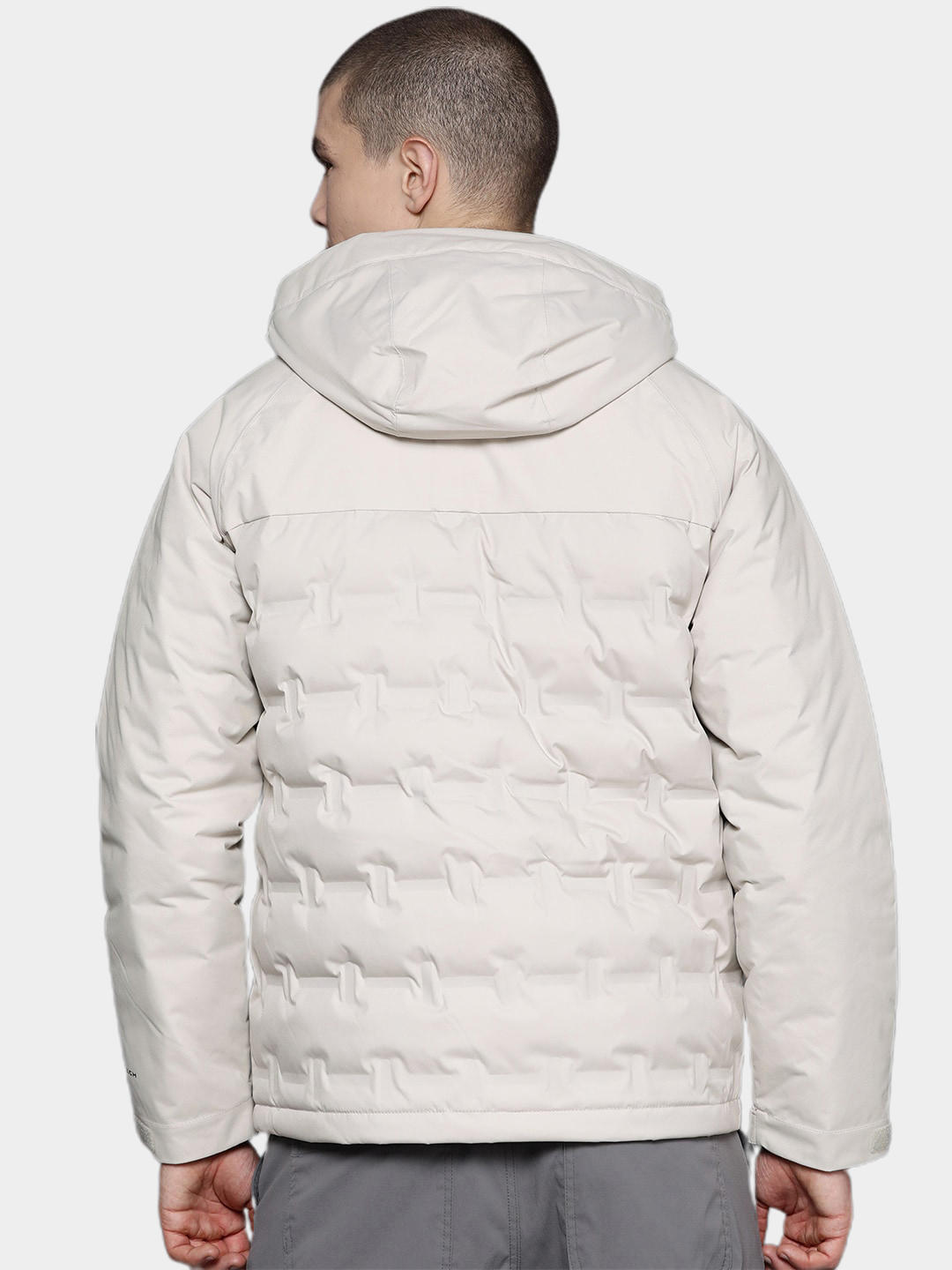 A Men Wearing Columbia Men Brown Grand Trek II Down Hooded Jacket