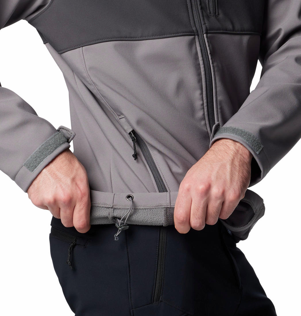 A Men Wearing Columbia Men Grey Ascender Softshell Jacket