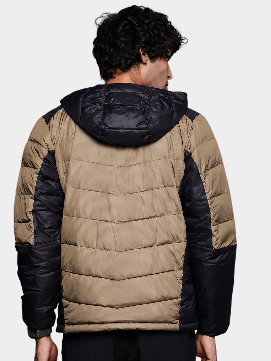 Columbia Men Brown Omni-Heat Inifnity Labyrinth Loop Hooded Down Jacket