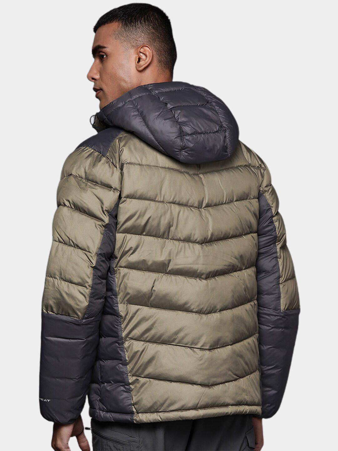 Columbia Men Green Omni-Heat Inifnity Labyrinth Loop Hooded Down Jacket