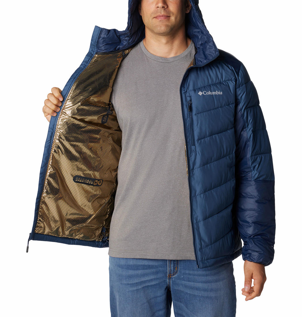 A Men Wearing Columbia Men Blue Labyrinth Loop Hooded Jacket