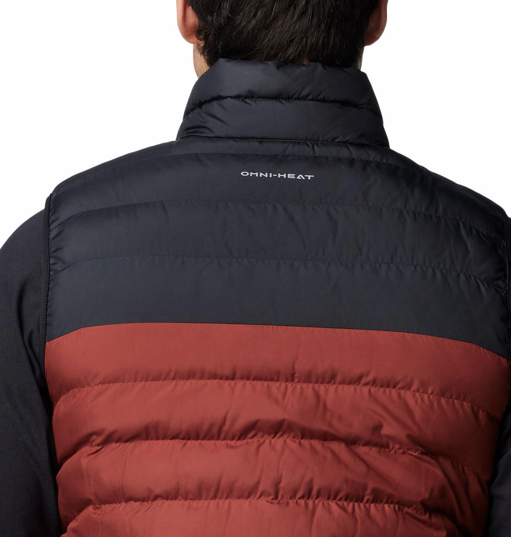 A Men Wearing Columbia Men Red Powder Lite II Vest