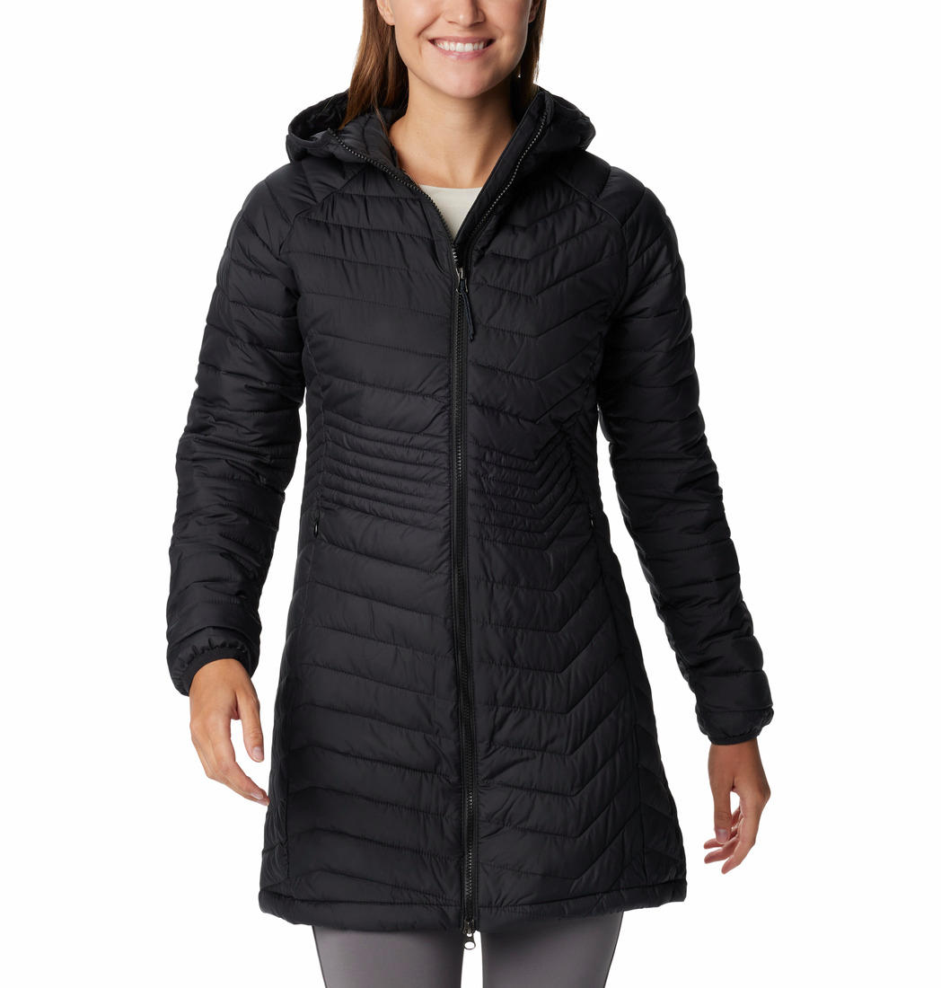 A Women Wearing Columbia Women Black Powder Lite Mid Jacket