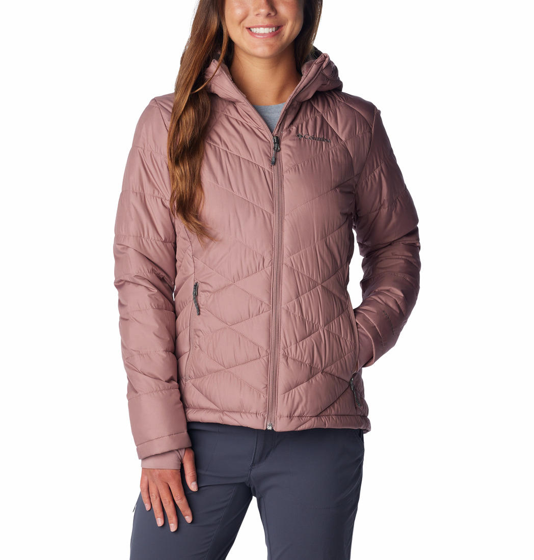 A Women Wearing Columbia Women Red Heavenly Hooded Jacket