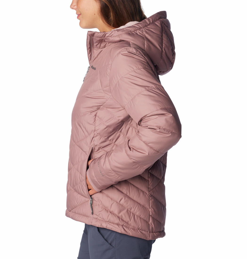 A Women Wearing Columbia Women Red Heavenly Hooded Jacket