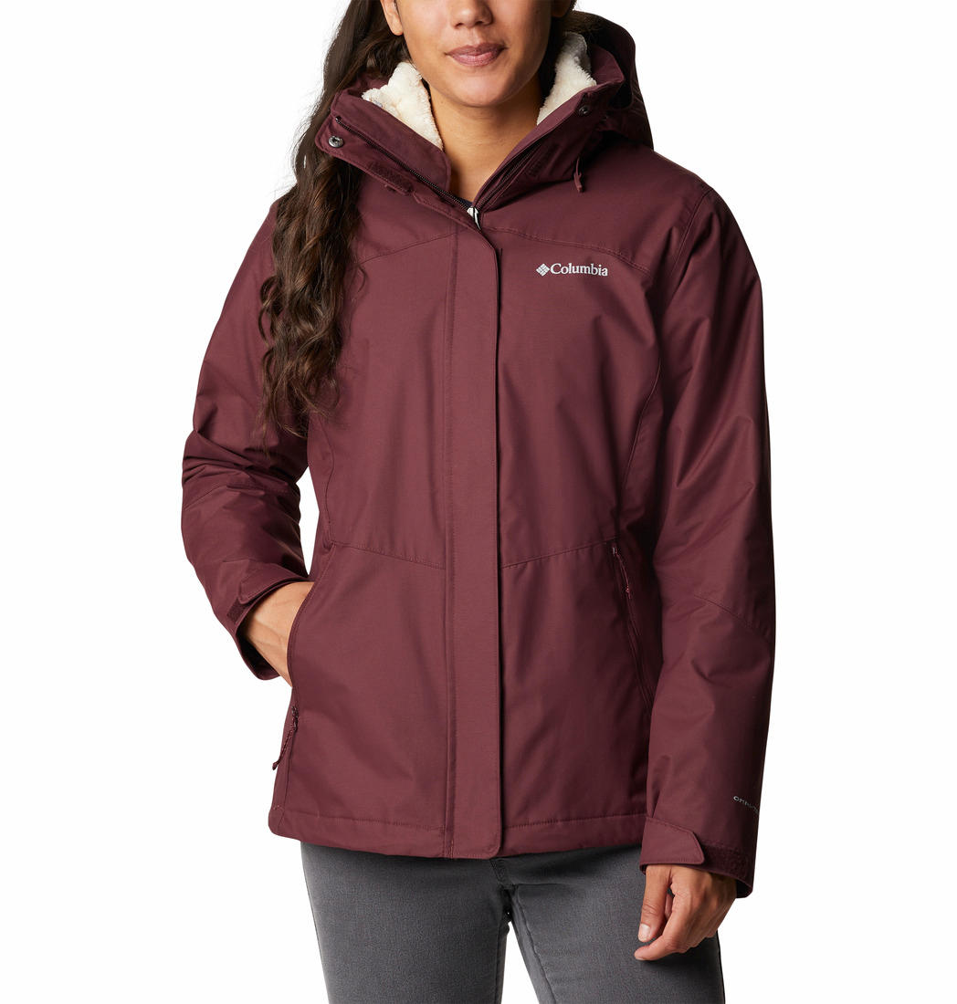Columbia Women Red Omni-Heat Reflective Bugaboo II Fleece Hooded Interchange Jacket