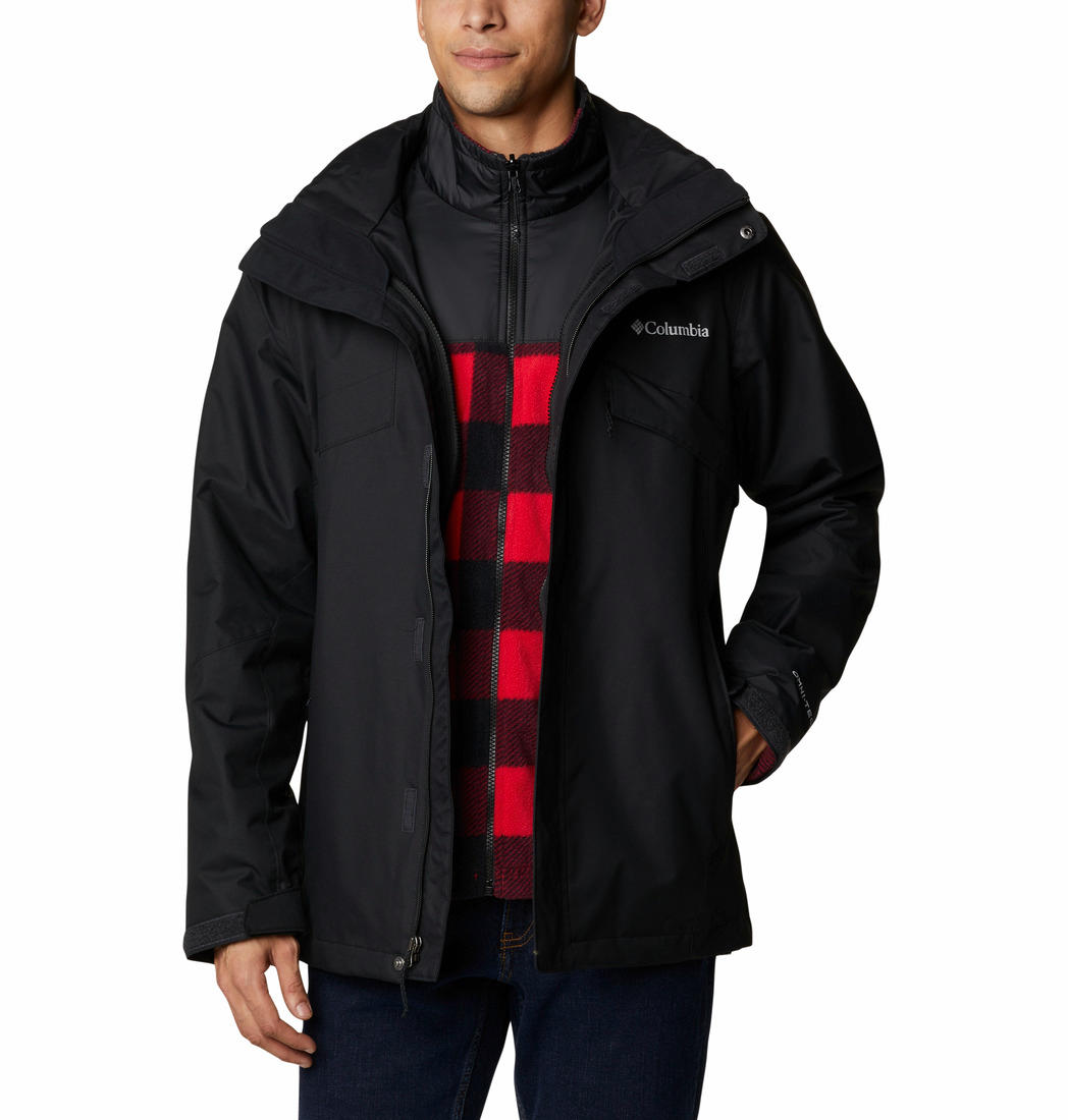 Columbia Men Black Omni-Heat Reflective Bugaboo II Fleece Hooded Interchange Jacket
