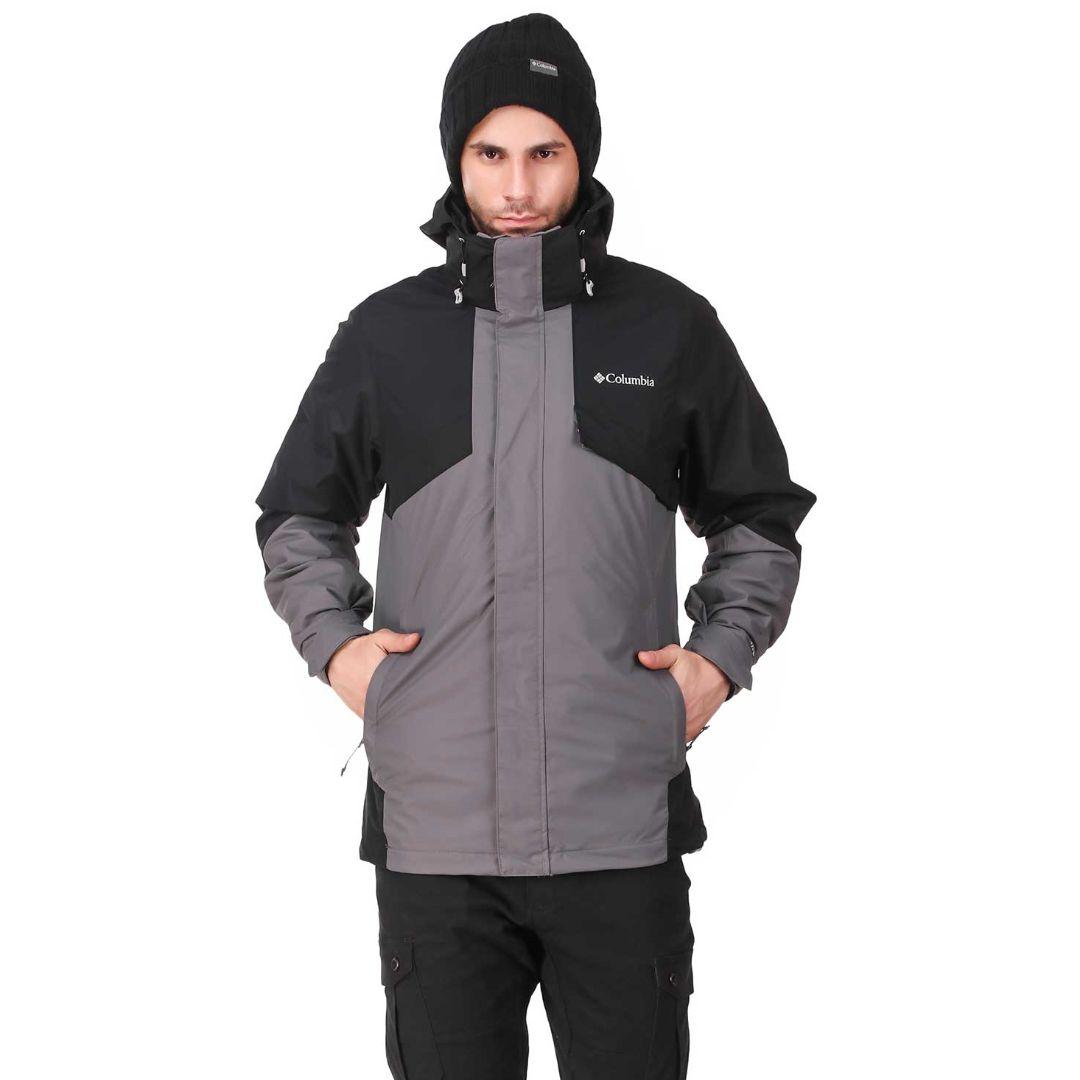 Columbia Men Grey Omni-Heat Reflective Bugaboo II Fleece Hooded Interchange Jacket