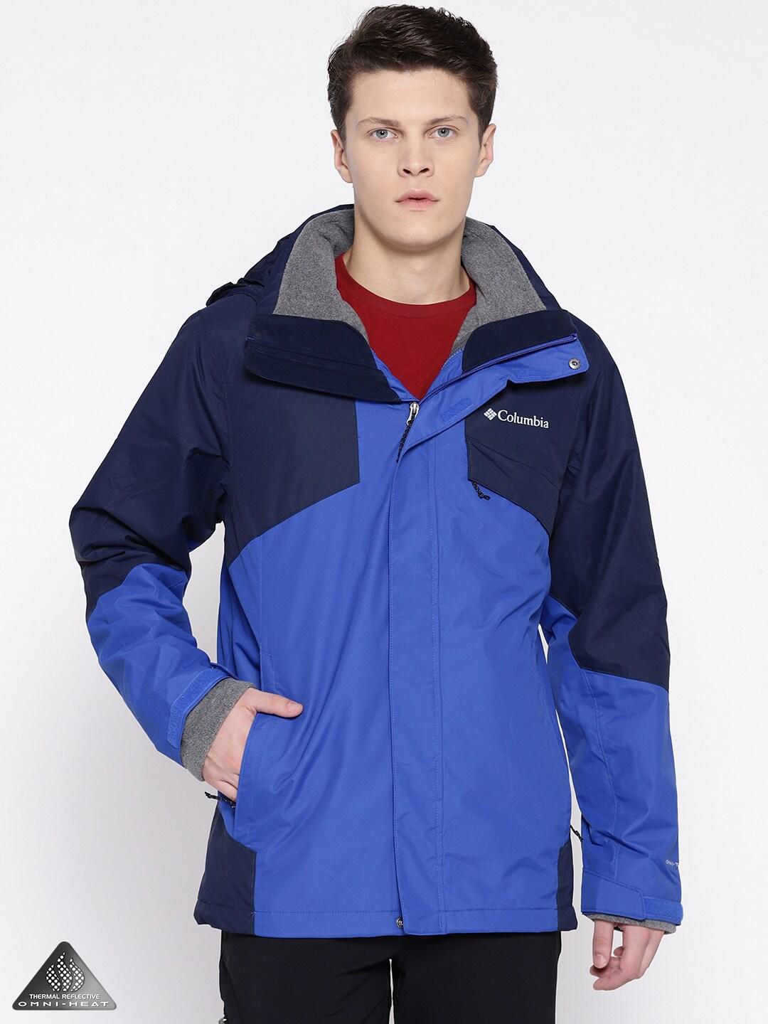Columbia Men Blue Omni-Heat Reflective Bugaboo II Fleece Hooded Interchange Jacket
