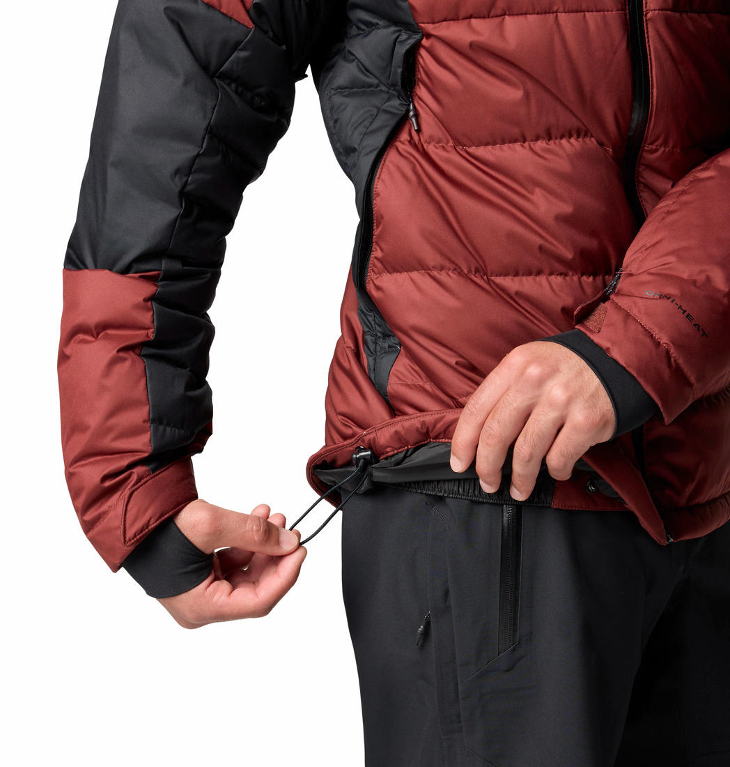 A Men Wearing Columbia Men Red Roaring Fork II Down Jacket