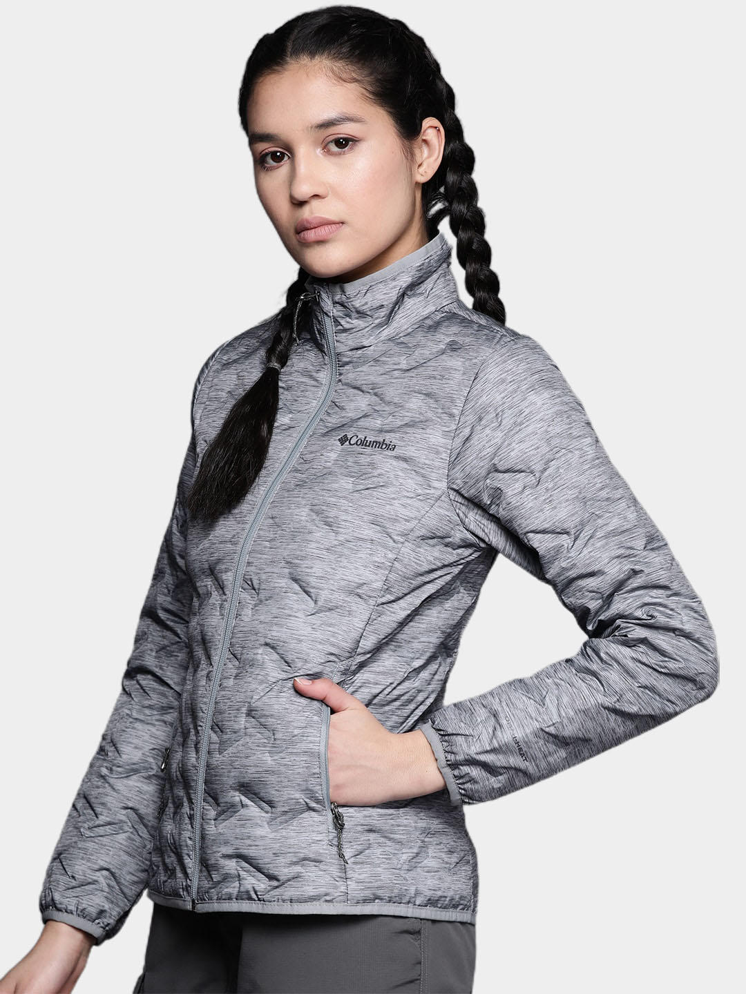 Columbia Women Grey Omni-Heat Reflective Delta Ridge Down Jacket