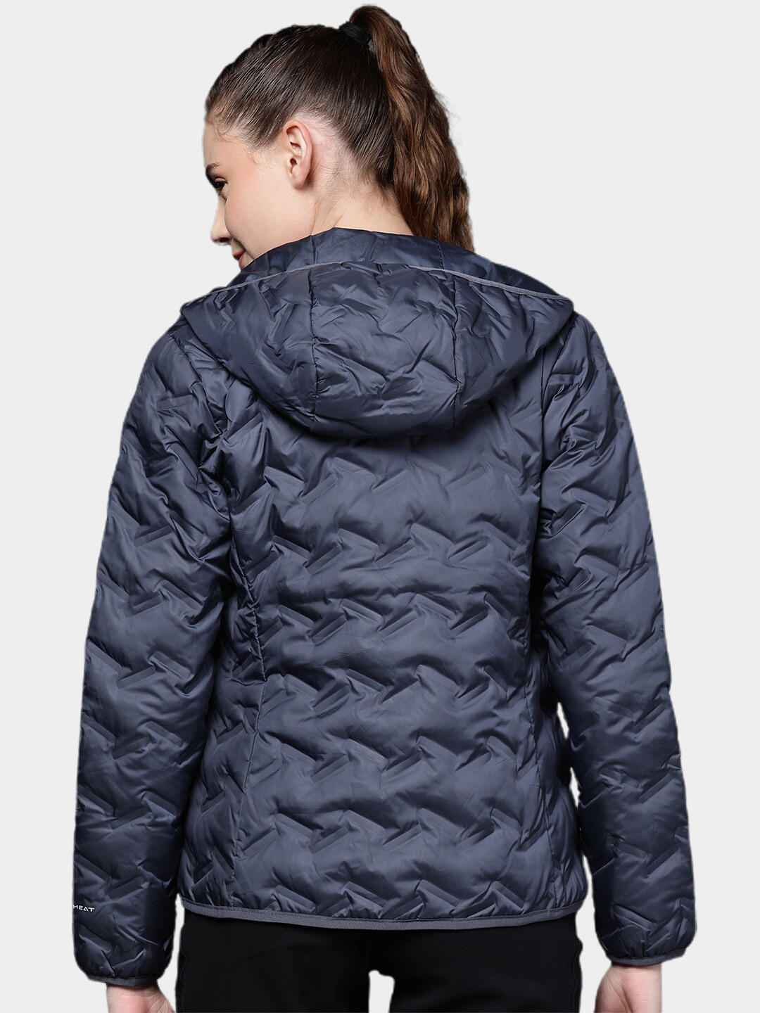 Columbia Women Navy Blue Omni-Heat Reflective Delta Ridge Hooded Down Jacket