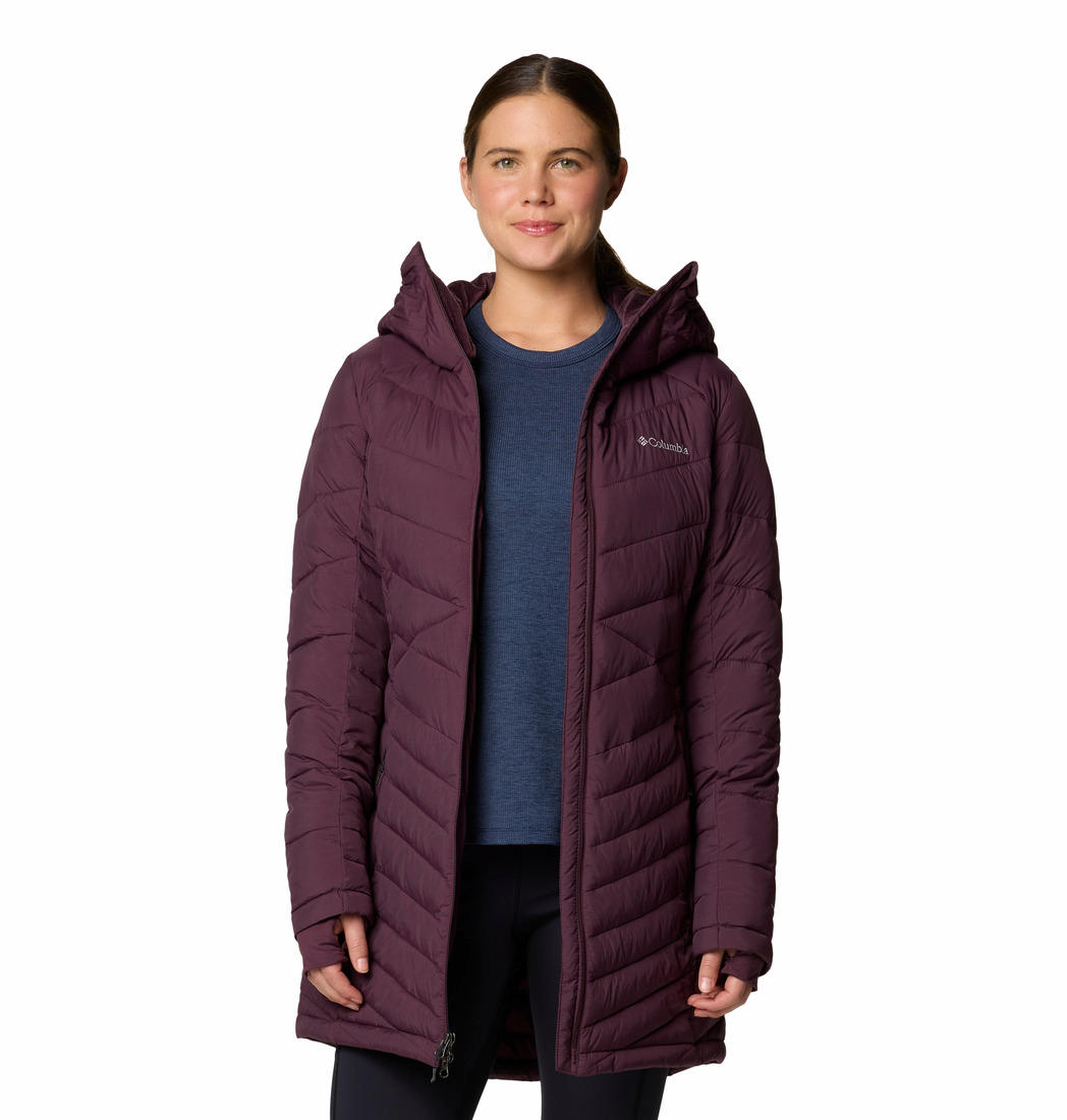 A Women Wearing Columbia Women Red Joy Peak II Mid Jacket