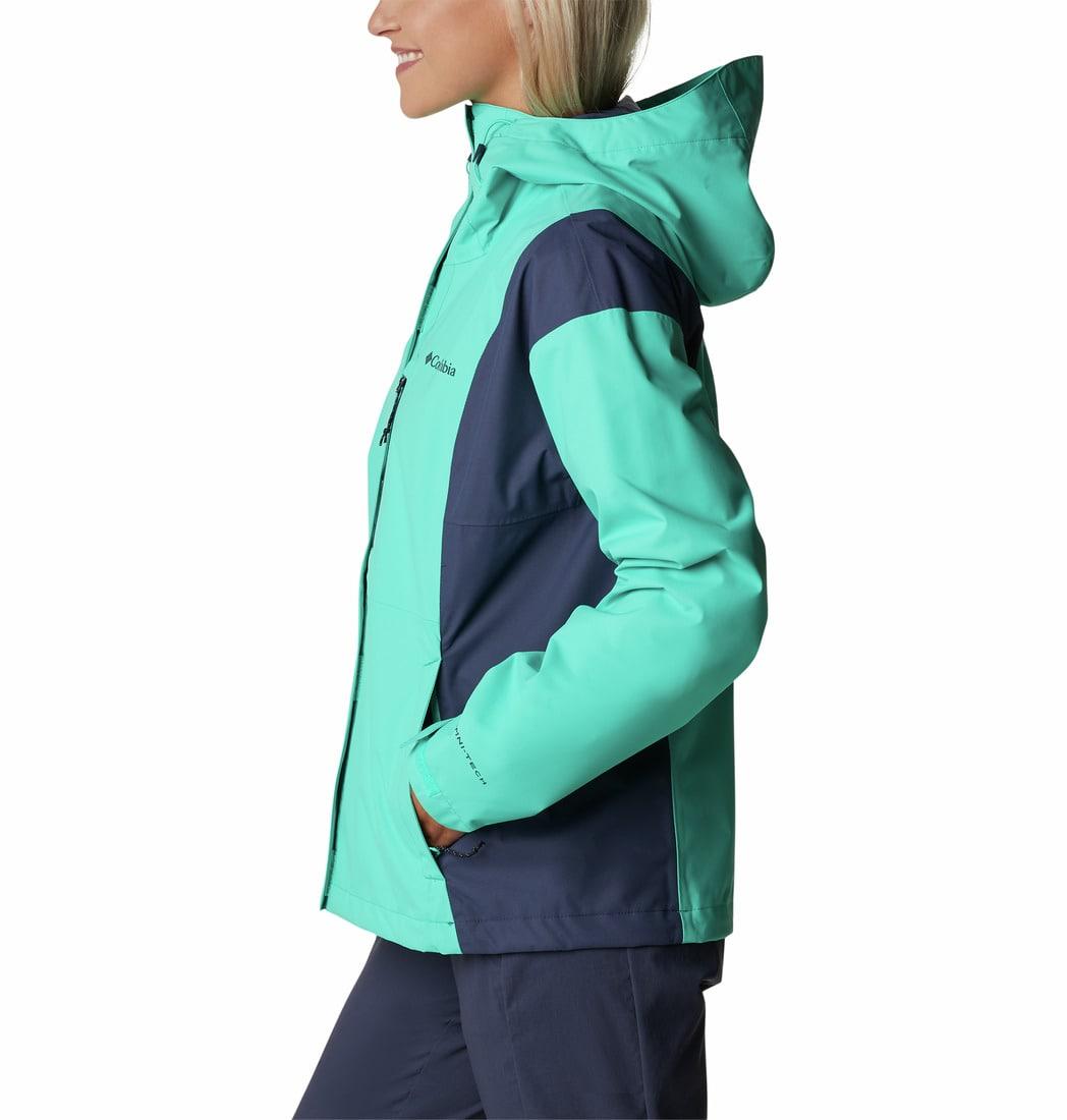 A Women Wearing Columbia Women Green Hikebound Jacket Waterproof