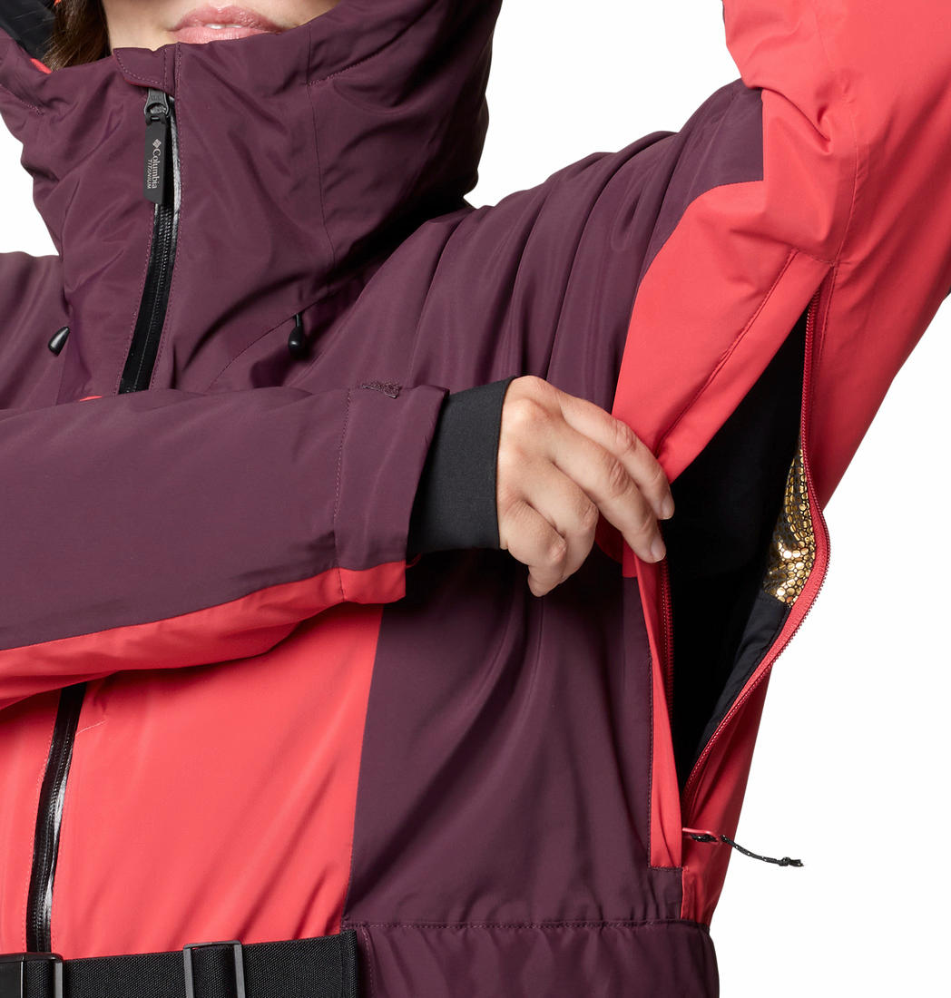 A Women Wearing Columbia Women Red Cirque Bowl Insulated Jacket
