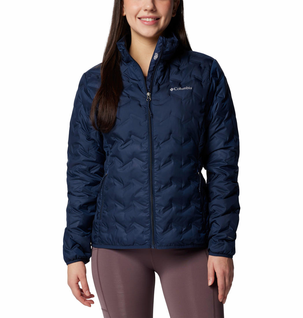 A Women Wearing Columbia Women Blue Delta Ridge II Down Jacket