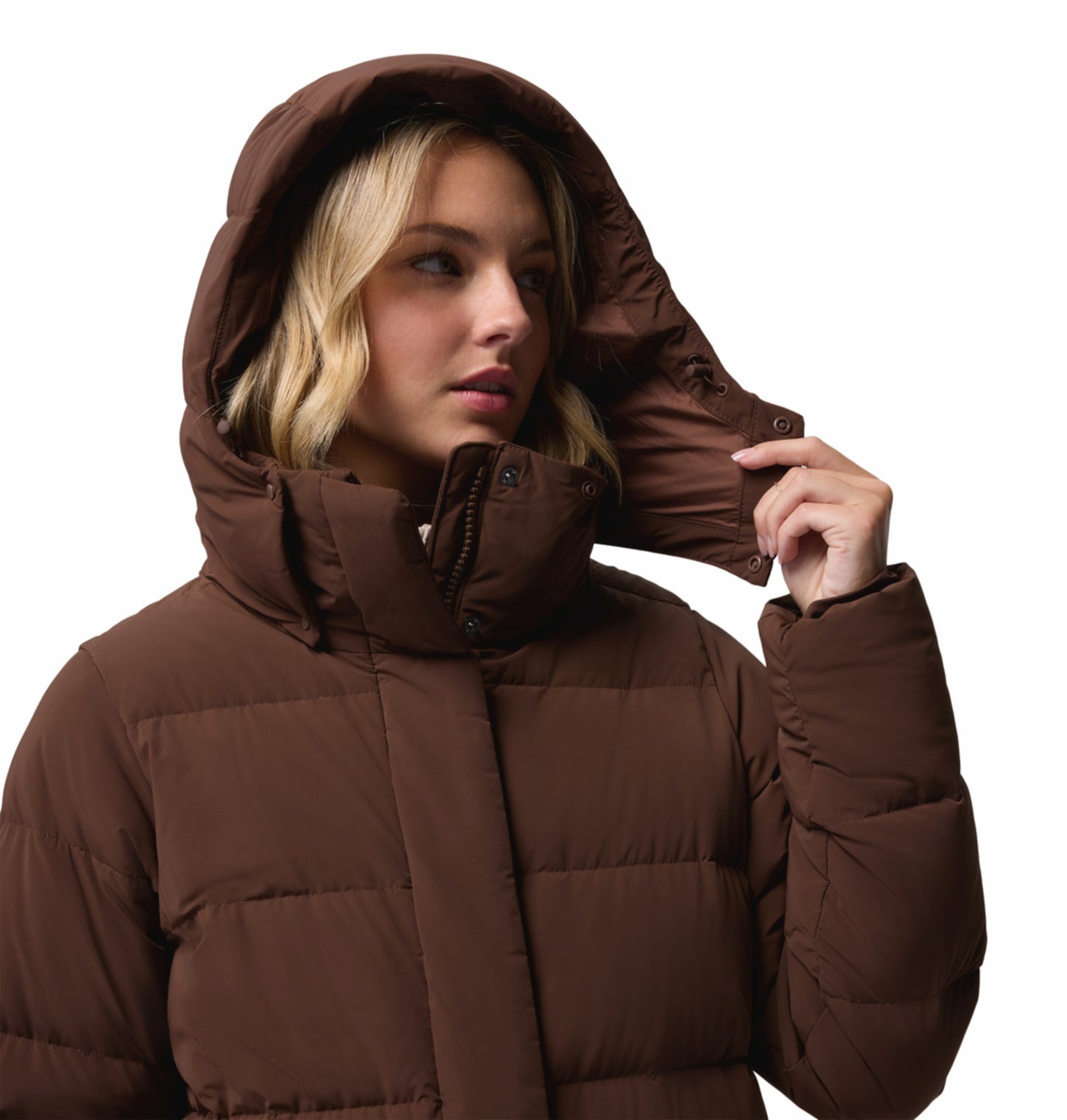 Columbia Women Brown Omni-Shield Amaze Puff Mid Hooded Down Jacket