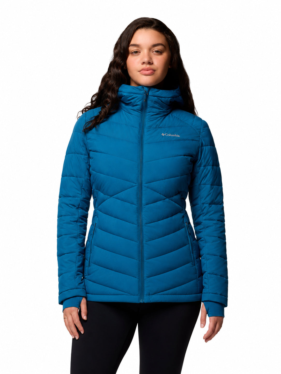 womens blue omni heat infinity joy peak ii down jacket