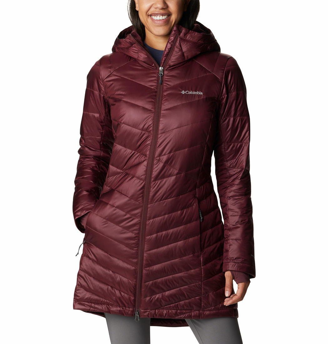 A Women Wearing Columbia Women Maroon Joy Peak Mid Jacket