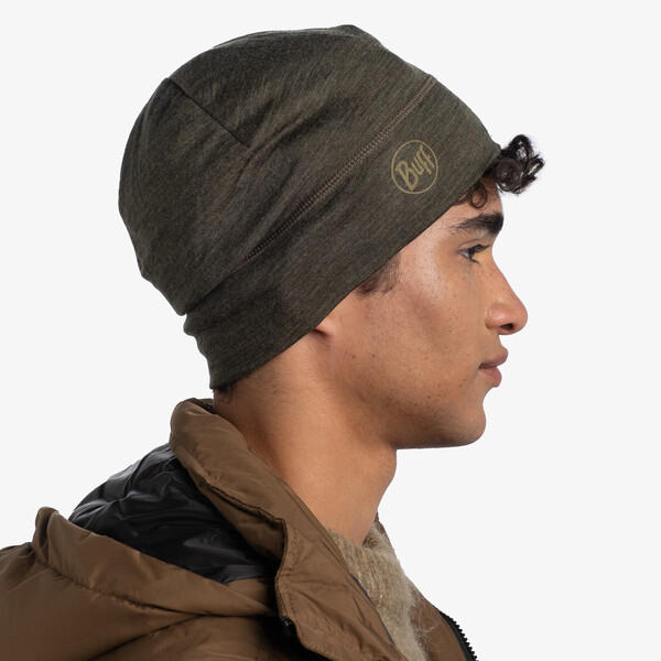 BUFF Unisex Black MERINO LIGHTWEIGHT BEANIE SOLI D BARK