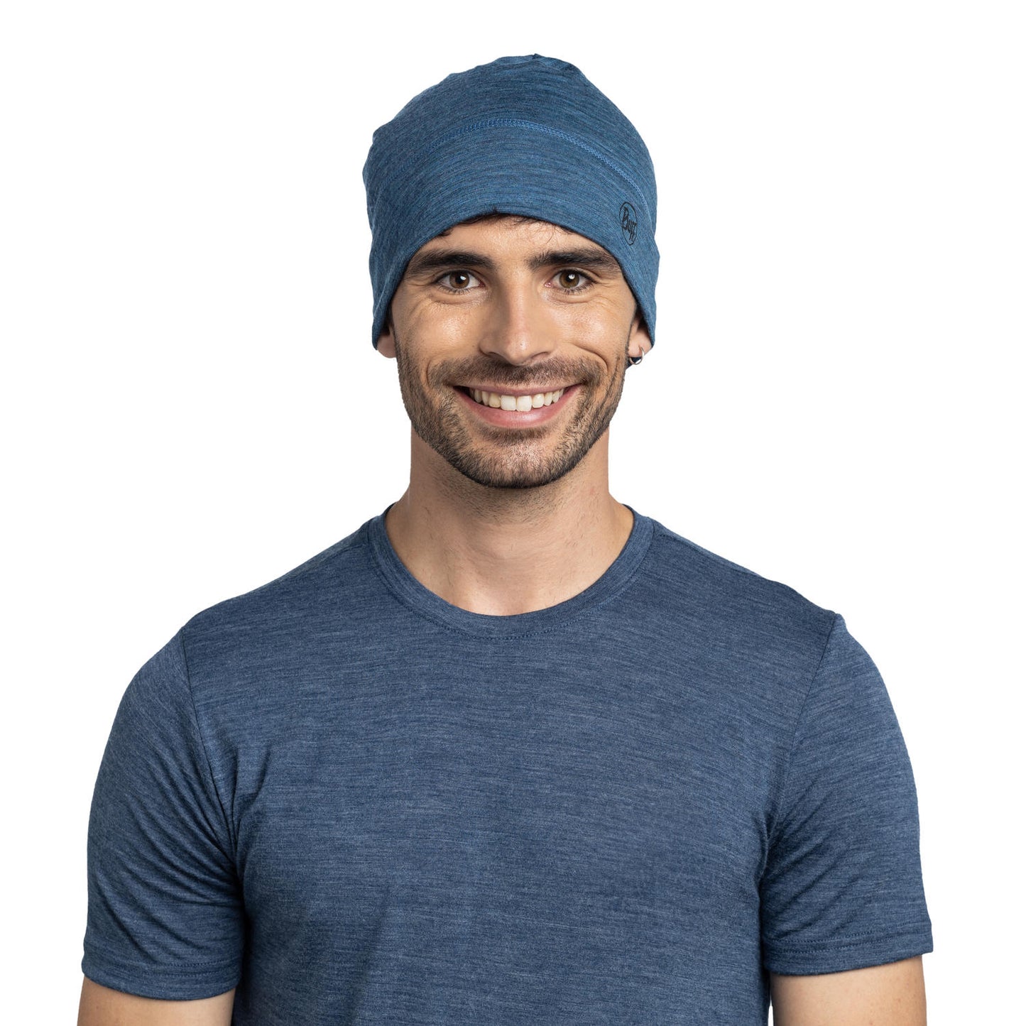 BUFF Unisex Blue MERINO LIGHTWEIGHT BEANIE MULTISTRIPES TEMPEST
