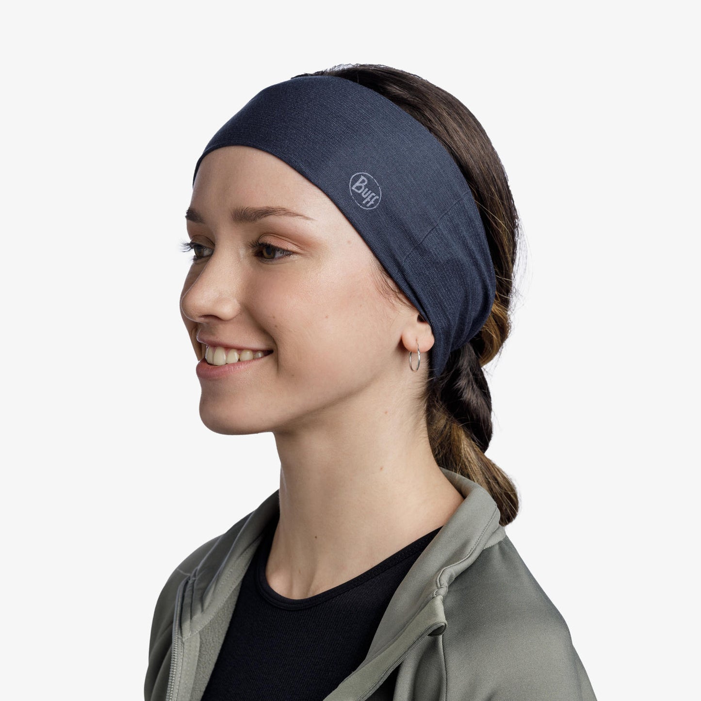 BUFF Unisex Blue COOLNET UV WIDE HEADBAND SOLID NIGHT BLUE