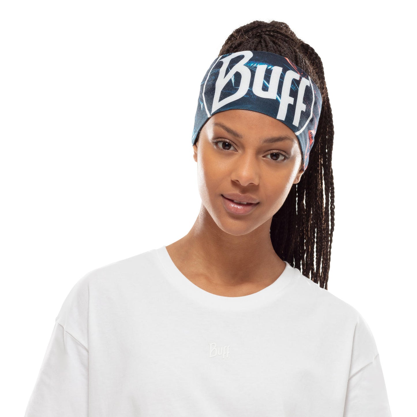 BUFF Unisex Blue COOLNET UV WIDE HEADBAND XCROSS MULT (Sun Protection)