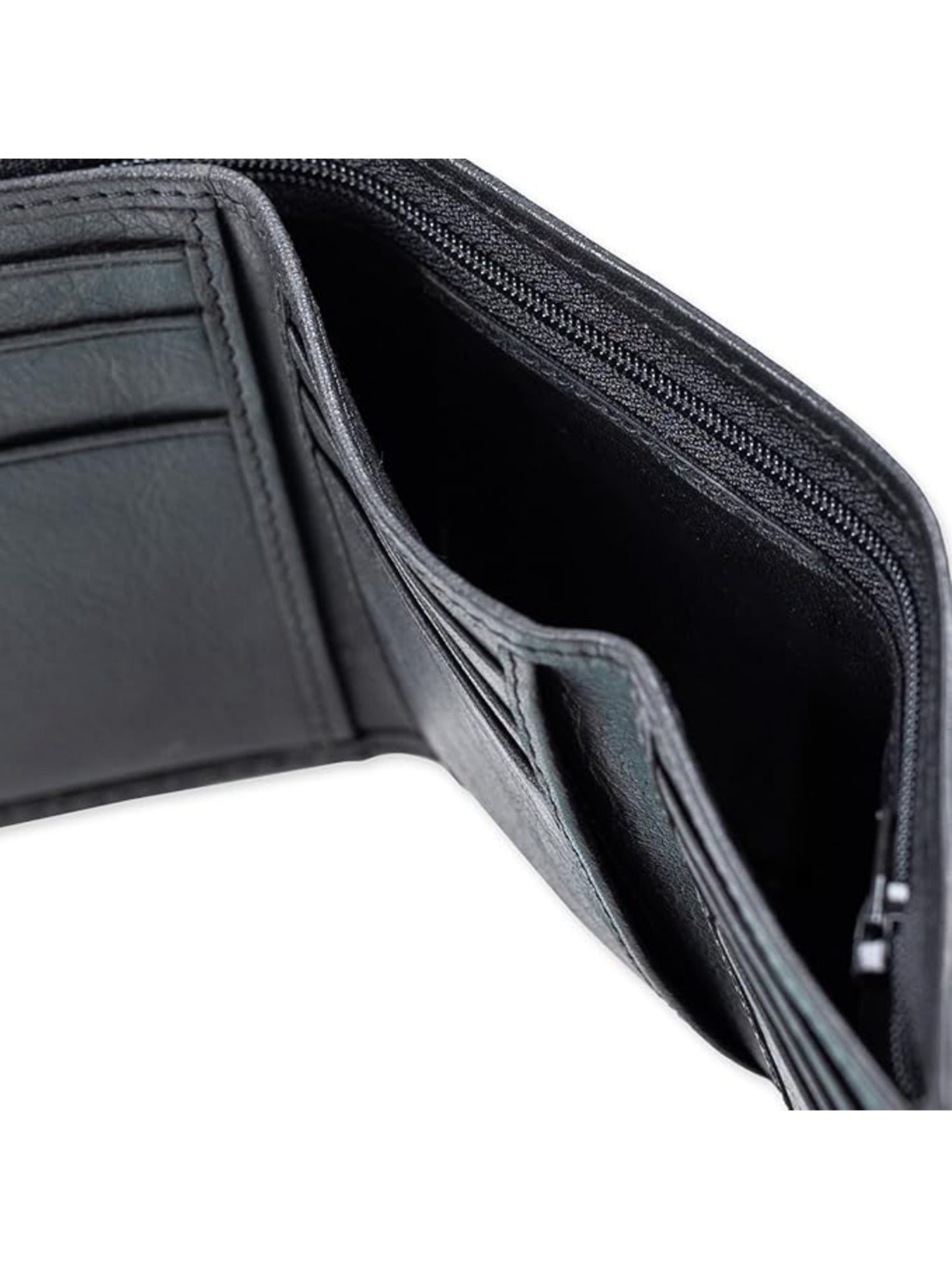 Columbia Men Black Trifold Wallet with Zipper Back Wall Bill Pocket