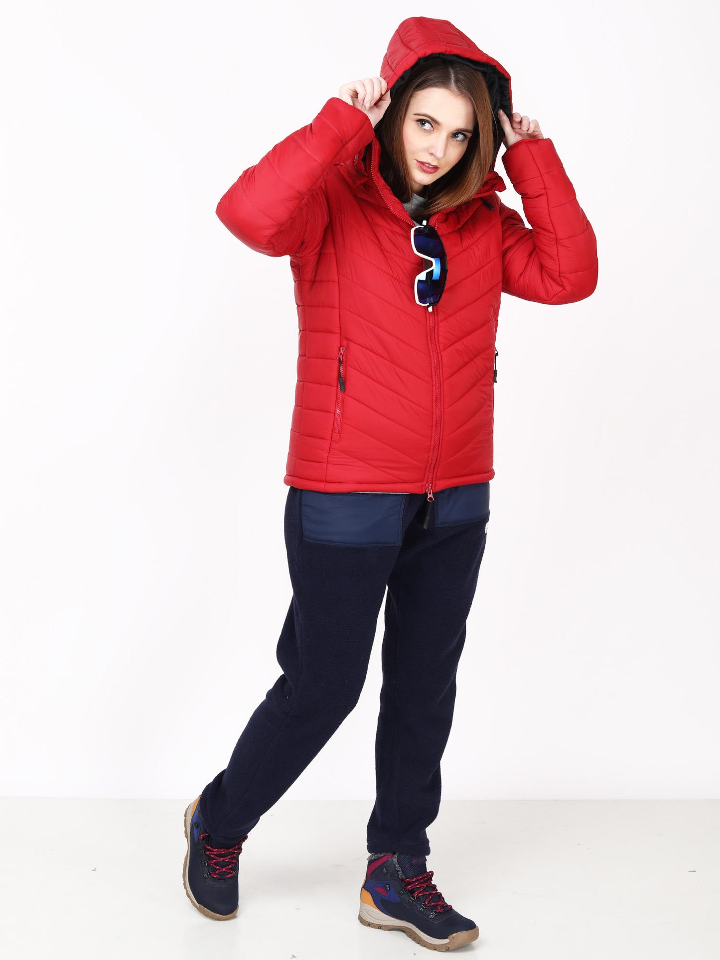 Adventuras Women RED HOODED CAMPING JACKET