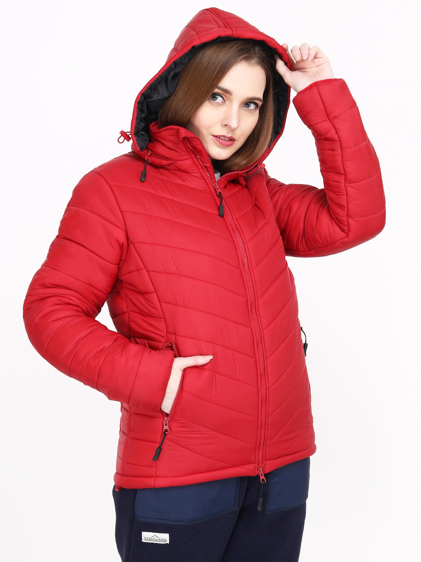 Adventuras Women RED HOODED CAMPING JACKET