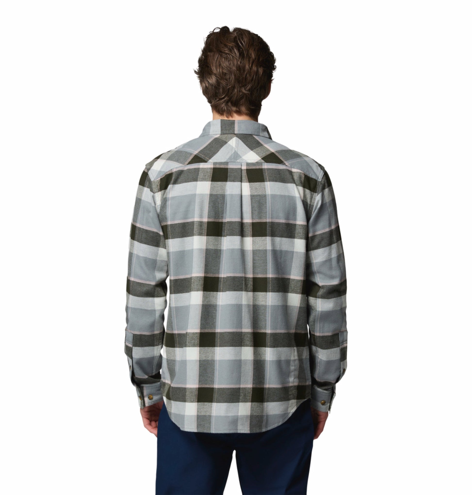 men green omni wick flare gun stretch flannel long sleeve shirt