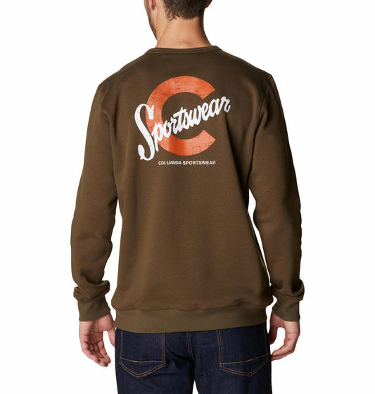 Columbia Men Olive M Columbia Logo Fleece Crew Fleece Jacket