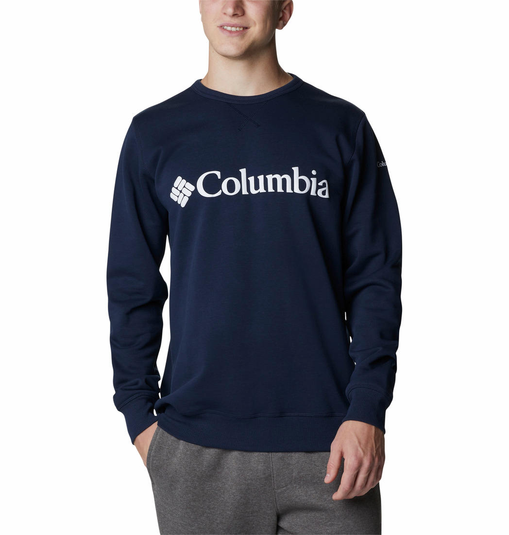 Columbia Men Navy Blue M Columbia Logo Fleece Crew Fleece Jacket