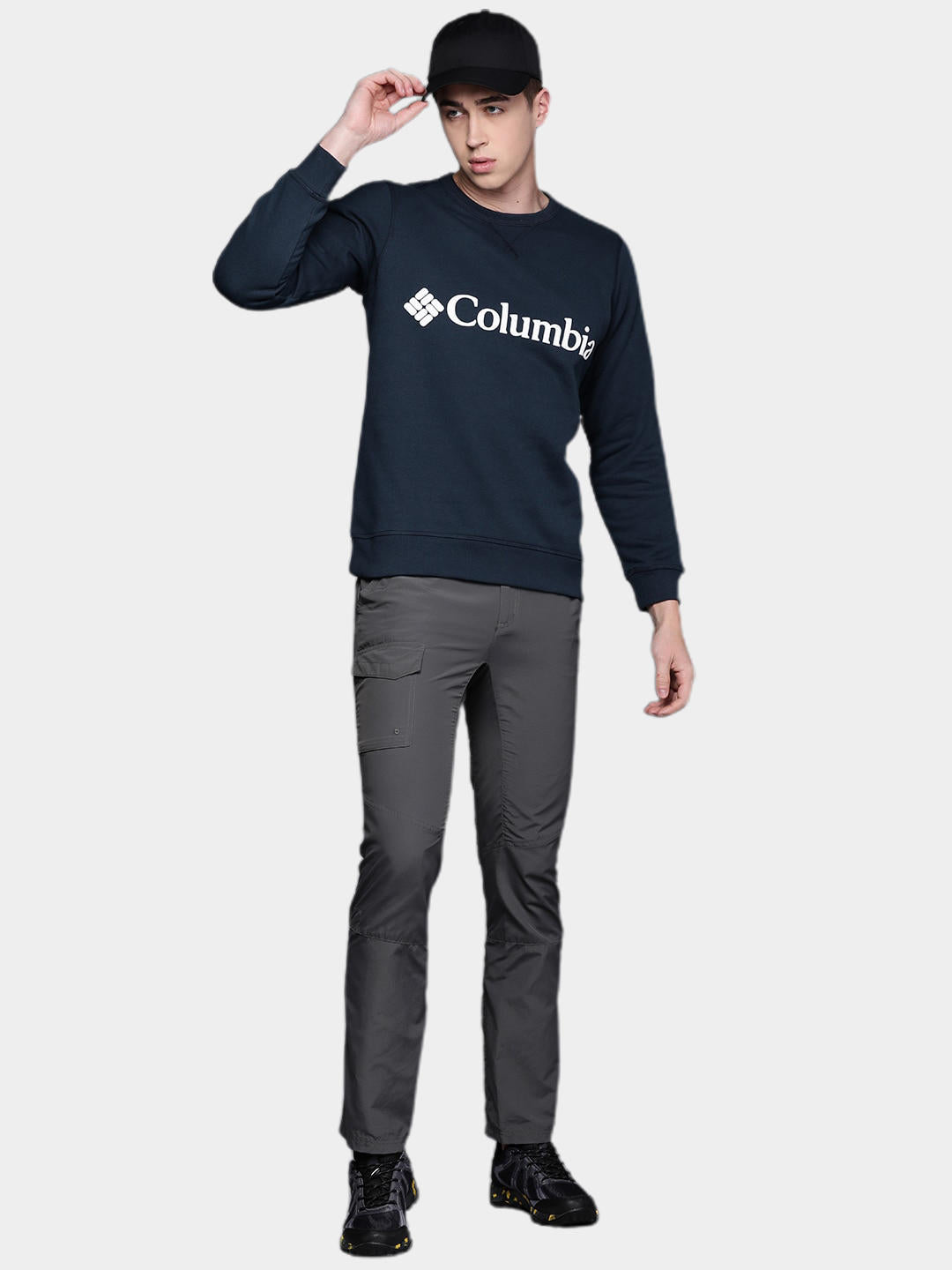 Columbia Men Navy Blue M Columbia Logo Fleece Crew Fleece Jacket