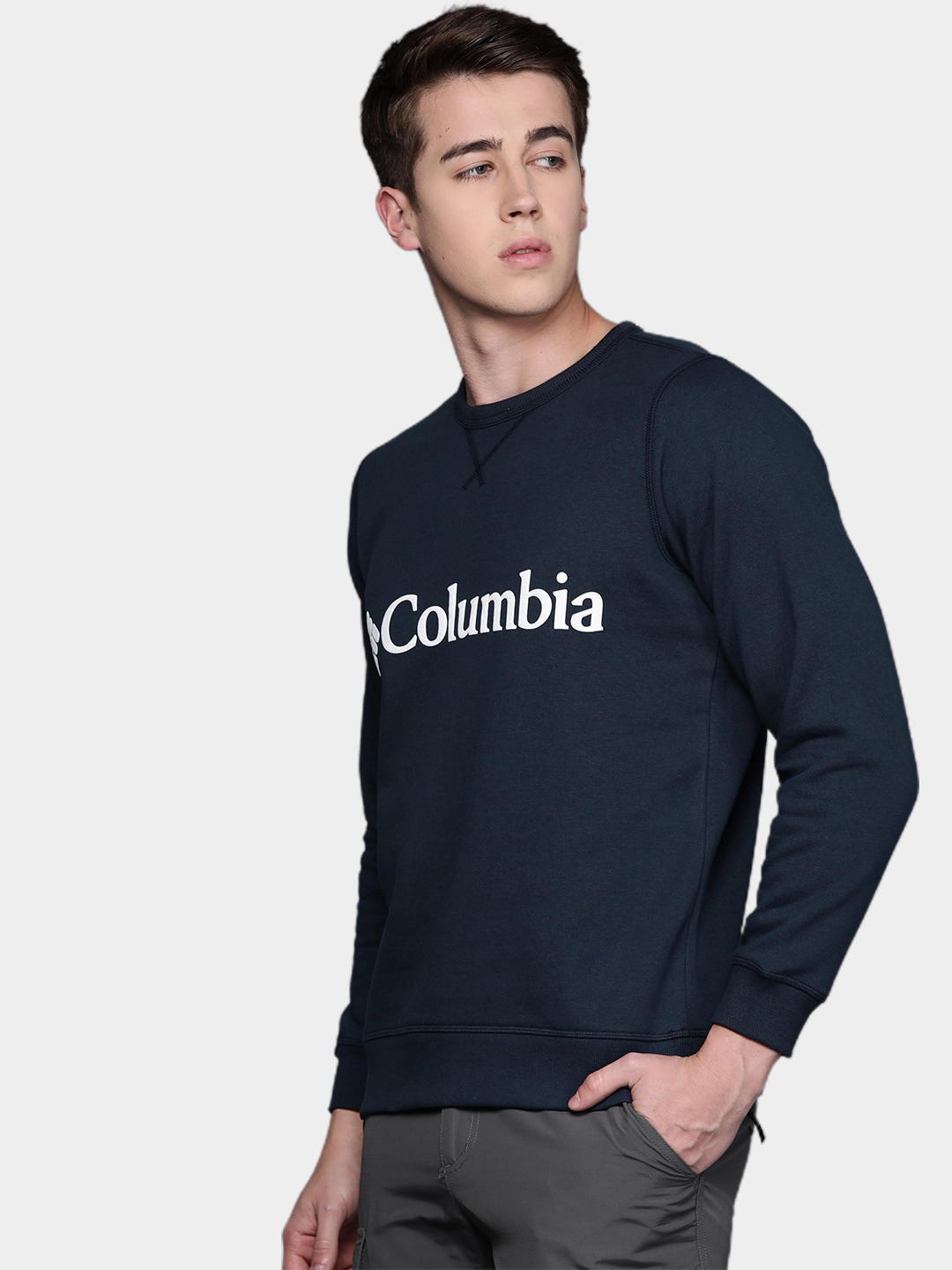 Columbia Men Navy Blue M Columbia Logo Fleece Crew Fleece Jacket