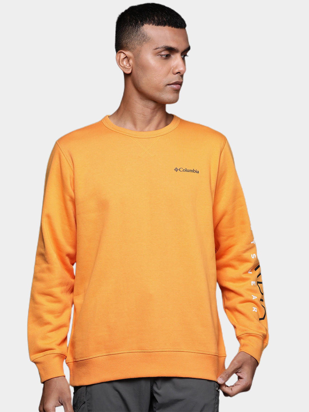 Columbia Men Orange M Columbia Logo Fleece Crew Fleece Jacket