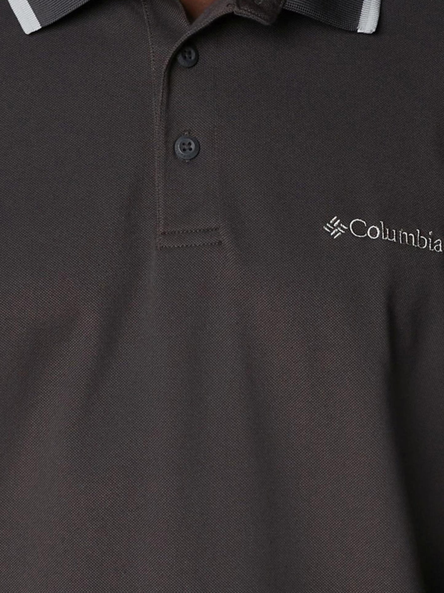Columbia Men Black Cove Dome Butte Solid Pique Polo (Sun Protection)
