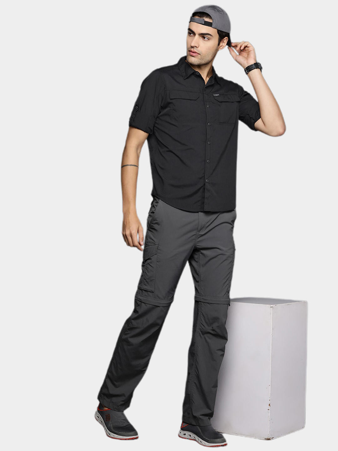 Columbia Men Black Silver Ridge2.0 Long Sleeve Shirt (Sun Protection)