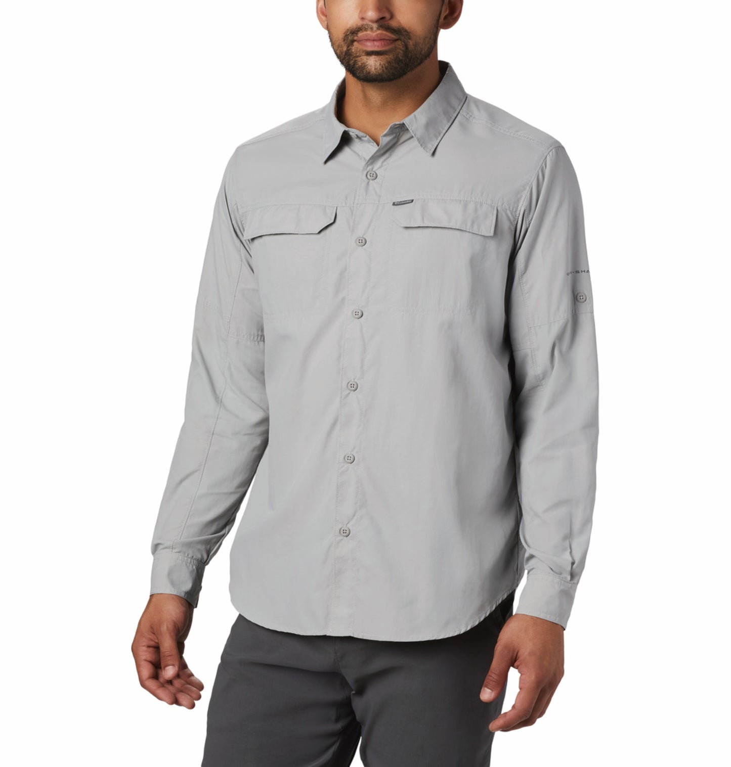 Columbia Men Grey Omni-Shade Silver Ridge 2.0 Long Sleeve Performance Shirt