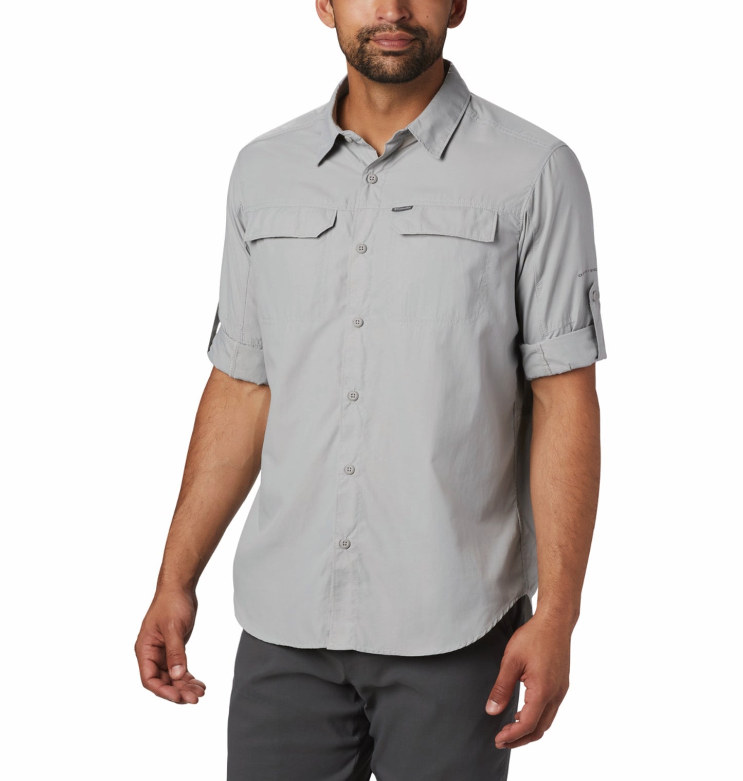 Columbia Men Grey Omni-Shade Silver Ridge 2.0 Long Sleeve Performance Shirt
