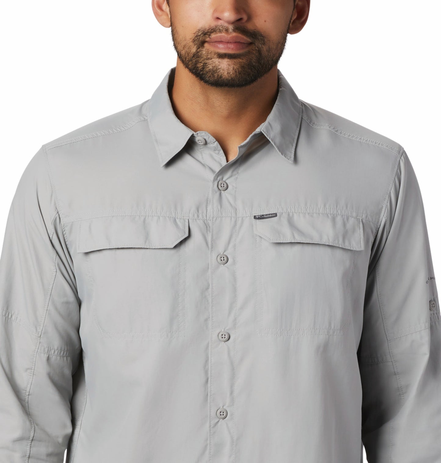 Columbia Men Grey Omni-Shade Silver Ridge 2.0 Long Sleeve Performance Shirt
