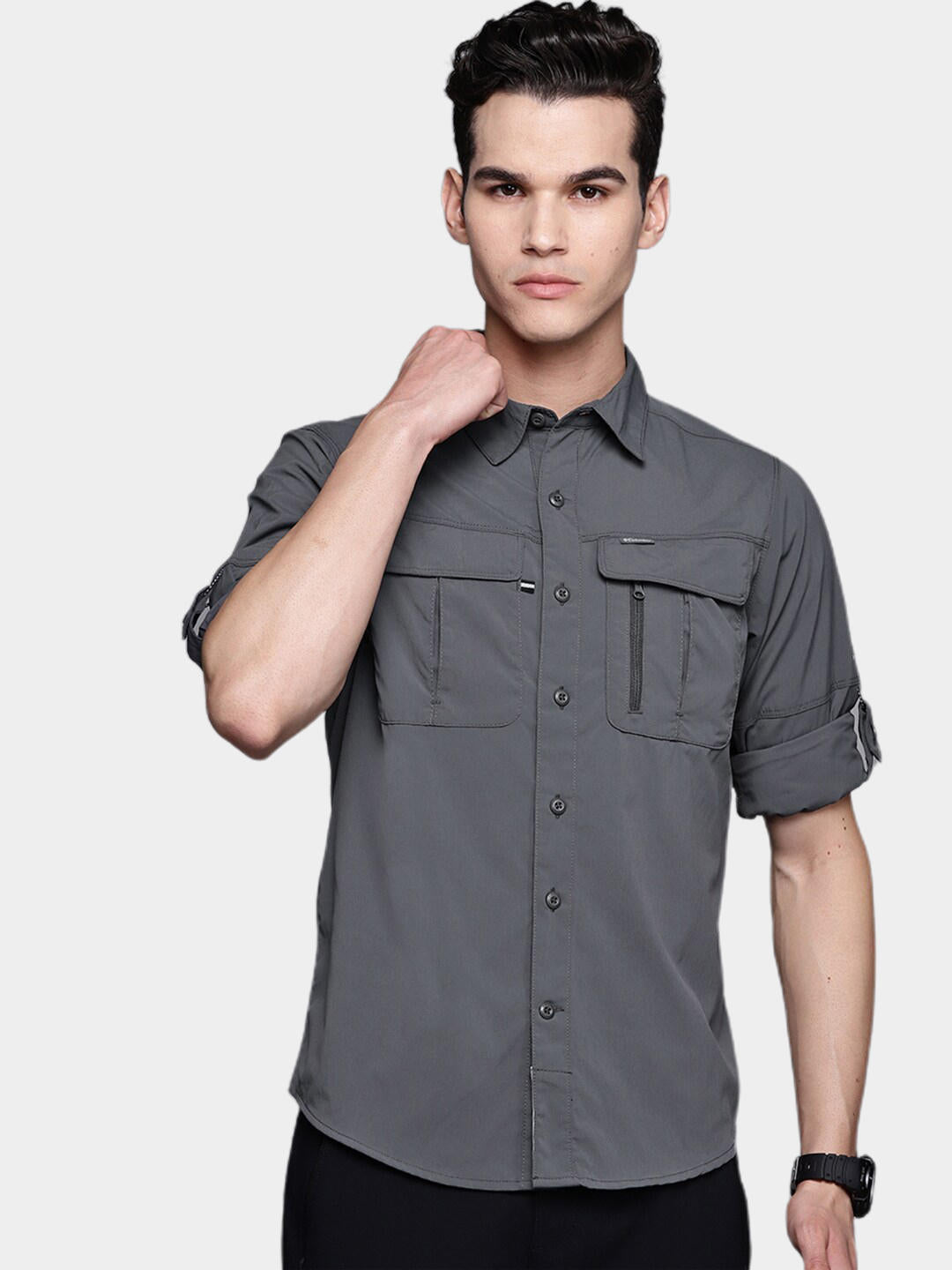 Columbia Men Grey Newton Ridge Long Sleeve Shirts