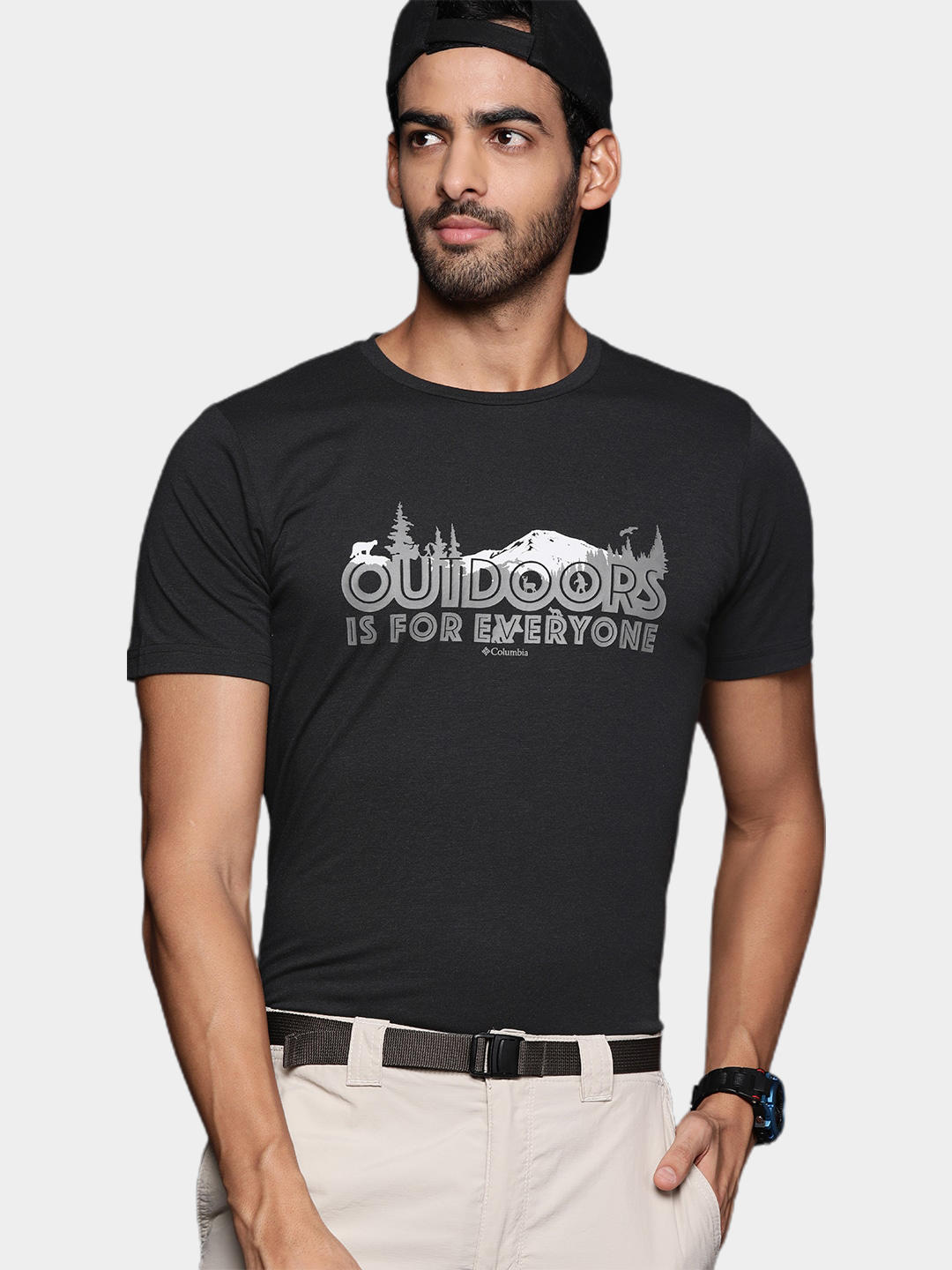 Columbia Men Black S Sun Trek Short Sleeve Graphic T-Shirt