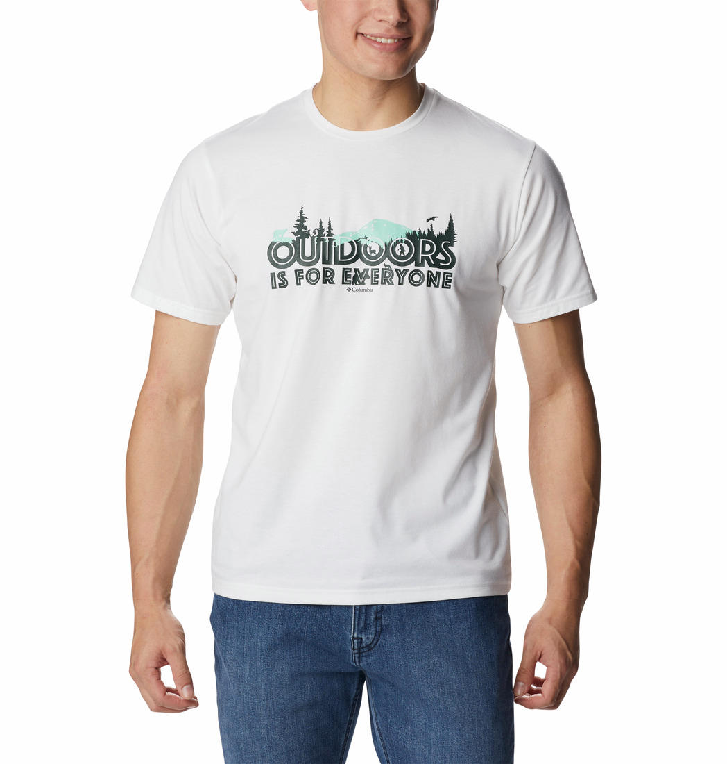 Columbia Men White S Sun Trek Short Sleeve Graphic T-Shirt