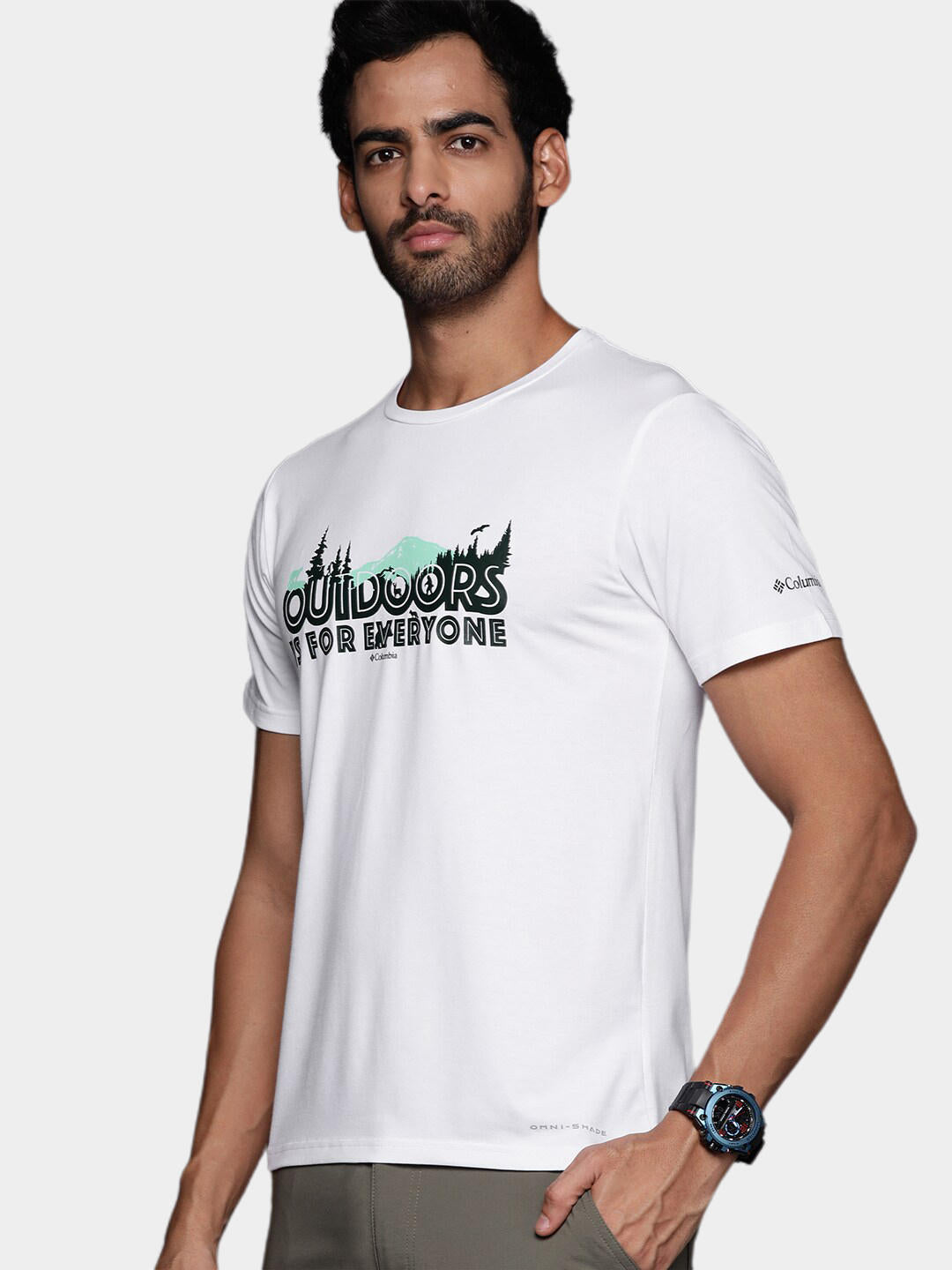 Columbia Men White S Sun Trek Short Sleeve Graphic T-Shirt