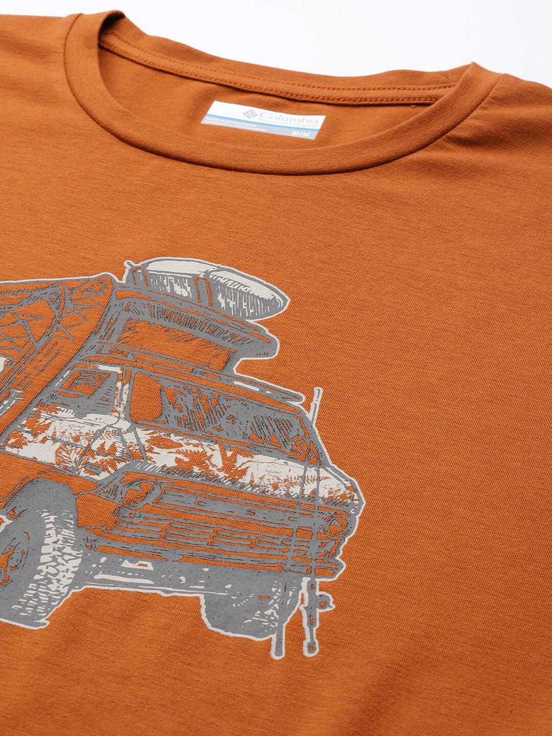 Columbia Men Orange S Sun Trek Short Sleeve Graphic T-Shirt